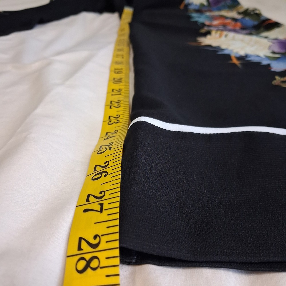 Biba Floral Koi Fish Print Wide Leg Pants Black High Elasic Waist Size 12 - Picture 5 of 14